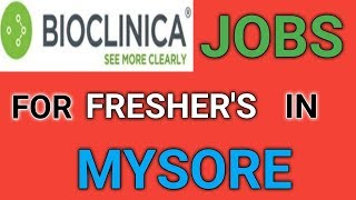 BIOCLINICA Pharma Jobs for Freshers in Mysore  Pharma Guide [upl. by Noryv]