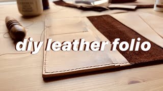 ✨making a leather folio 💛  diy notebook cover asmr 🎧 [upl. by Cochard]