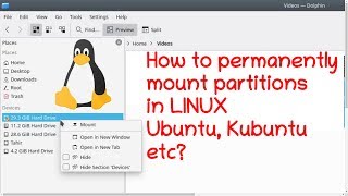 How to permanently mount partitions in LINUX Ubuntu Kubuntu etc [upl. by Anih]