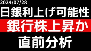 日銀利上げ可能性あるか！？サプライズで銀行株爆上げも？ [upl. by Denn]