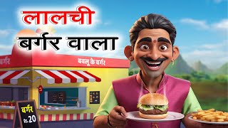 लालची बर्गर वाला  Lalchi Burger Wala  Indian Street Food  hindi kahaniya  Moral Stories  Kahani [upl. by Anailuig837]