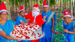 Christmas Cake With Santa Thatha Recipe  Delicious Christmas Black Forest Cake Recipe [upl. by Kyne]