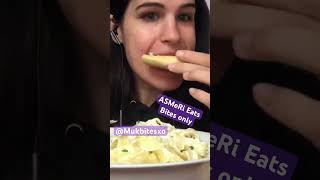 ASMeRi Eats ASMR cheesy creamy fettuccine Alfredo spaghetti pasta Mukbang bites only shorts video [upl. by Reste673]