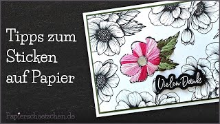 Tipps zum Sticken auf Papier  DIY Karten mit Fadengrafik [upl. by Amiarom321]