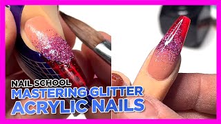 NAIL SCHOOL  How to Create Acrylic Glitter Fade Nail Art  VerticalVideo [upl. by Ortrud]