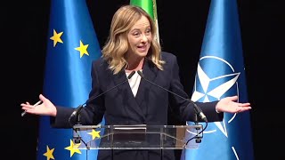 GIORGIA MELONI INTERVIENE AGLI STATI GENERALI DELLITALIA A BRUXELLES [upl. by Lisbeth136]