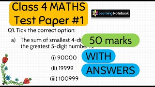 Class 4 maths test paper  Maths for class 4  Marks 50 Sample test paper [upl. by Darnok974]