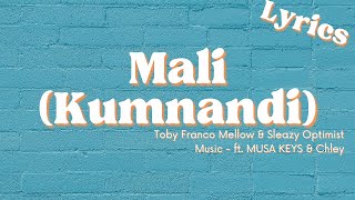 Mali Kumnandi Lyrics  Toby Franco Mellow amp Sleazy Optimist Music ft MUSA KEYS amp ChleyLyrics [upl. by Kcirrej]