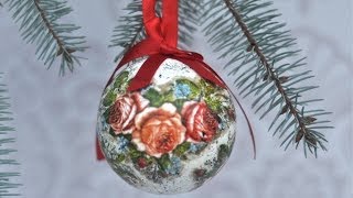 Decoupage christas baubles easy to make  tutorial DIY [upl. by Urd]