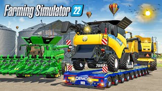 NEW HOLLAND amp JOHN DEERE Harvester amp Header Delivered In FS22  FS22  TIMELAPSE [upl. by Subak]