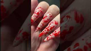 Halloween Blood Splatter Nails halloween pressonnailsbusiness pressonnails etherealpressonnails [upl. by Folly]