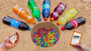 Experiment CocaCola Mirinda Fanta Sprite Pepsi vs Mentos vs Orbeeze [upl. by Ailhat]