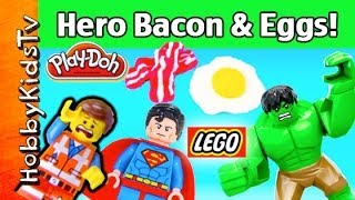 PLAYDOH Bacon Eggs Emmets Serves Hulk by HobbyKidsTV [upl. by Eeryk]