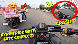 Hyper Ride With Cute Couple😍 Crash Ho Gya Hyper Ride Ke Chakkr Mai😭 Kawa h2r Launch [upl. by Bohaty]