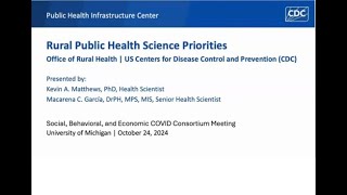 CDC’s Rural Public Health Science Priorities [upl. by Lleoj]