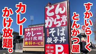 【カレーかけ放題】すかいらーくのとんかつ屋の【２倍カツ丼＆２倍蕎麦】のセットが超爆量！ [upl. by Hettie]