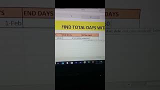 Find Total days with shortcut keys in excel excel shorts msword [upl. by Pryce]