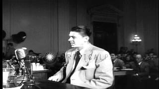 Actor Ronald Reagan testifies before House UnAmerican Activities Committee in WHD Stock Footage [upl. by Damalis]