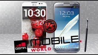 MWC 2013 Samsung Galaxy Note II VS LG Optimus G Pro [upl. by Bonn57]