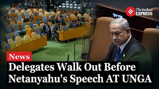 Iran Kuwait and Saudi Arabia Delegates Walkout as Netanyahu Begins Speech at UN [upl. by Leinadnhoj]