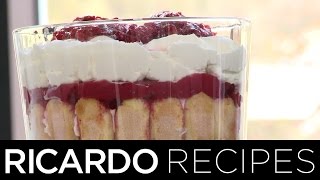 Cranberry and Raspberry Trifle  Ricardo Recipes [upl. by Ahsrav]