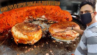 16 Year Old Boy Selling HEARTATTACK BURGER  Butteriest Bhaji Burger In Faridabad Street Food India [upl. by Ahsiened]