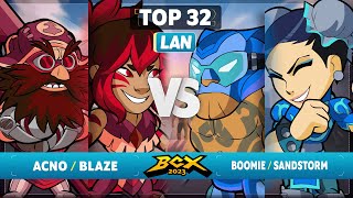 Acno amp Blaze vs Boomie amp Sandstorm  Top 32  Brawlhalla World Championship 2023  LAN 2v2 [upl. by Sitnerp891]