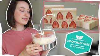 I made that STRAWBERRY CREPE CAKE RECIPE  Cooking Tree Recipe Review [upl. by Odnarb]