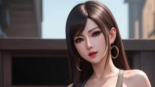 【AI art  Tifa】 Black tank top White hot pants 【Tifa Cosplay】 [upl. by Ulyram]