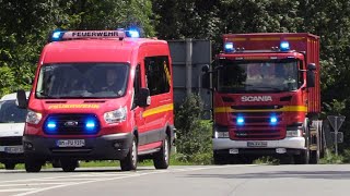 MTF Feuerwehr Pulheim  WLF Feuerschutztechnisches Zentrum Stockheim  Kreis Düren auf Einsatzfahrt [upl. by Juliet]