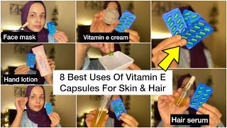 Benefits And Uses Of Vitamin E Oil For Skin amp Hair✨ How to use vitamin E capsules for skin and hair [upl. by Htebazila]