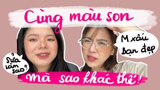 Swatches son trên 2 tone da KHÁC NHAU Cách SỬA những màu son khó đánhkhông đúng màu maihuong makeup [upl. by Airebma107]