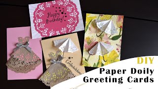 DIY  Paper Doily Greeting Card Ideas  Dress Umbrella and Painting [upl. by Skilken]