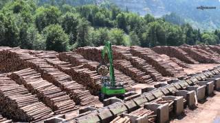 SENNEBOGEN 735 E Pick amp Carry Timber Handler  Log handling in sawmill  Austria [upl. by Ellessig941]