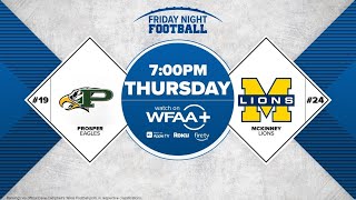 Friday Night Football on a Thursday Prosper and McKinney battle for the District 56A title [upl. by Miles]