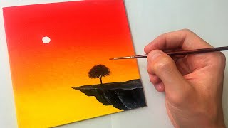 Easy Acrylic Sunset Painting for Beginners  Step by Step Tutorial [upl. by Takakura247]