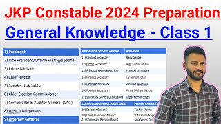 JKP Constable 2024 Classes ✅ General Knowledge  Day 1 🔥 Important appointment 2024 jkp jkssb [upl. by Juliette]