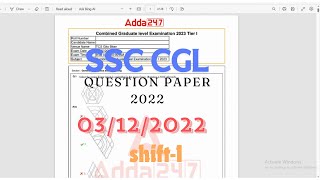 SSC CGL question paper 2022 analysisprevious year [upl. by Neelav]