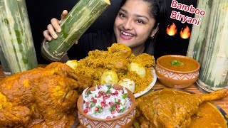 BAMBOO CHICKEN BIRYANI SPICY MUTTON TANGDI CURRY SPICY WHOLE CHICKEN CURRY AND RAITA  EATING SHOW [upl. by Quita]