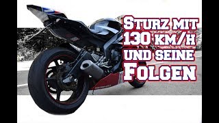 Rutscher mit 130kmh und seine Folgen  Yamaha R6 Lowsider auf der Rennstrecke [upl. by Esinert387]