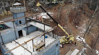 Shipping container castle roof work from a different point of view [upl. by Dorita]