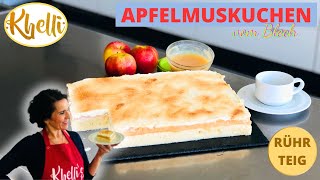 Apfelmuskuchen vom Blech Apfelkuchen mit SchmandSahneCremeHerbstzeit RührteigBackanfänger [upl. by Eisen]