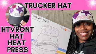 TRUCKER HAT MAKEOVER WITH HTVRONT HEAT PRESS AND DOLLAR TREE PATCHES [upl. by Llerad]