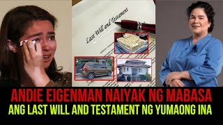 ANDIE EIGENMAN NAIYAK NG MABASA ANG LAST WILL AND TESTAMENT NG YUMAONG INA NA SI JACLYN JOSE [upl. by Rexfourd]