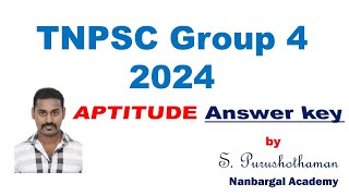 TNPSC Group 4 2024 Aptitude Answer key [upl. by Aloysia]