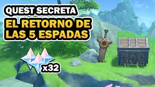 ✨QUEST SECRETA EL RETORNO DE LAS 5 ESPADAS  MISION DE MUNDO Y PUZZLES   GENSHIN IMPACT 44 [upl. by Annaillil]