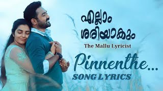 Pinnenthe Song Lyrics  Ellam Sheriyakum  The Mallu Lyricist [upl. by Anayit]