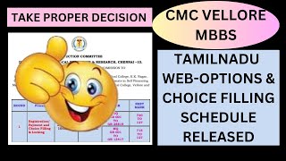 TAMILNADU MBBSBDS WEBOPTIONS amp CHOICE FILLING SCHEDULE  CMC VELLORE MBBS  SECURITY DEPOSIT [upl. by Aihcila]