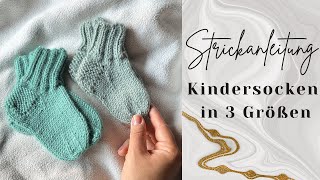 Strickanleitung simple Kindersocken in 3 Größen [upl. by Aniale]