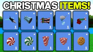 ALL CHRISTMAS ITEMS review  Build a boat for Treasure ROBLOX [upl. by Ahsenrac]